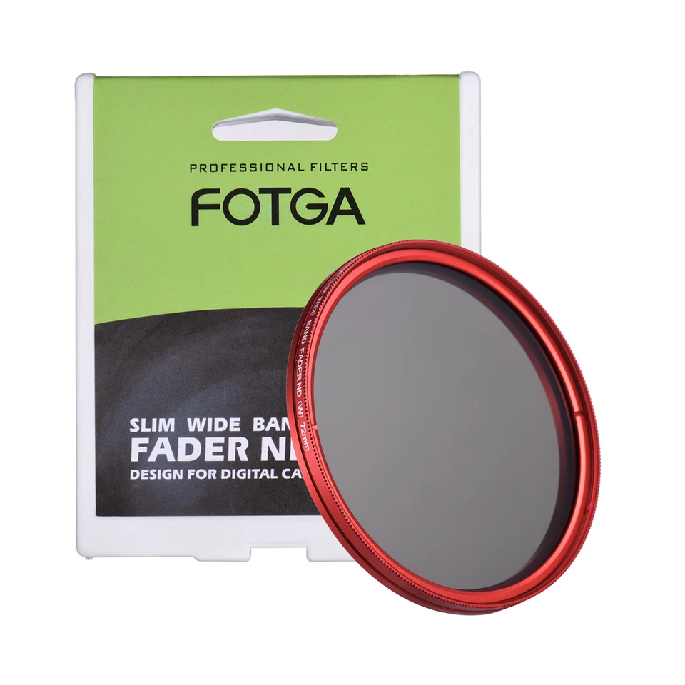 FOTGA 72mm Slim  Fader Variable Filter Neutral Density ND2 to ND400 Red O8F8 - Image 1 of 4