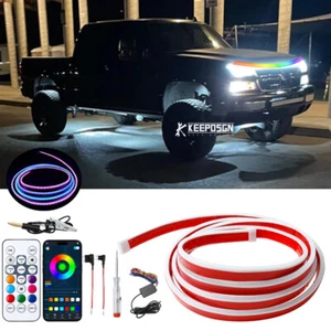 70" RGB LED Strip Hood Light Dynamic Turn Signal For Chevy Silverado 1500 2500 - Bild 1 von 11