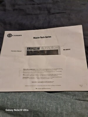 Crown Macro-Tech 5002VZ Operational Manual - Image 1 of 4