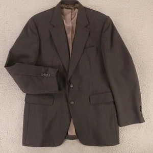 VTG Hopsack Jacket M Gray Pinstripe Wool 1/4 Lined Blazer Sport Coat USA 42R - Picture 1 of 16