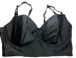 Smart & Sexy Swim Top 42DD Black Longline Underwire Padded Top SA625 Bikini Pool - Picture 1 of 9