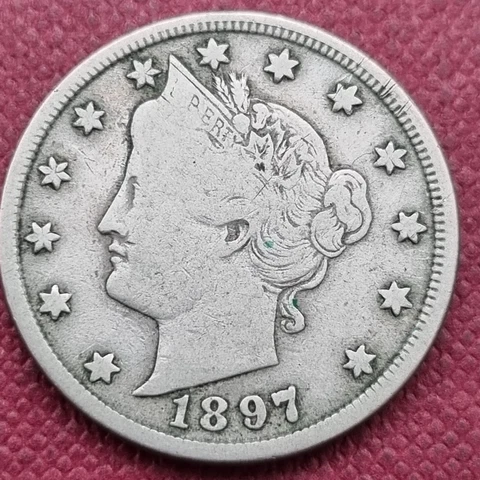 1897 Liberty Head Nickel 5c Better Grade F - VF #60586 Cover