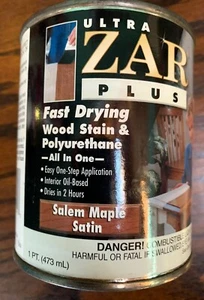 ZAR ULTRA PLUS 153 SALEM MAPLE/SATIN Stain and Polyurethane All in One PINT - Picture 1 of 2
