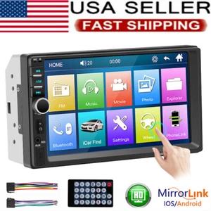 7" Double 2 DIN Car Stereo Radio MP5 Touchscreen Bluetooth FM USB Without Camera - Picture 1 of 18