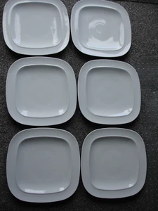 Denby Bright White Large Squares Dinner Plates 29cm SET OF 6 - Picture 1 of 13