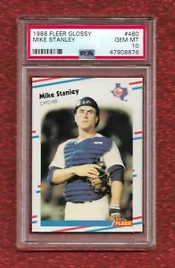 1988 FLEER GLOSSY #480 MIKE STANLEY PSA 10 GEM MINT POP 1 RANGERS YANKEES - Picture 1 of 1