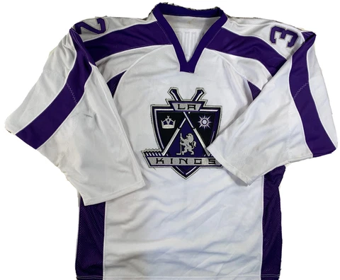 Jonathan Quick Athletic Knit 4XL1990’s Mens Los Angeles Kings Jersey Purple #32 Cover