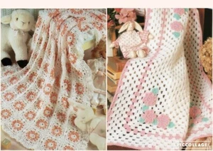 2 CROCHET Patterns BABY Blanket Rug Throw copy 5 & 8 Ply - Picture 1 of 3