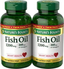 Nature's Bounty Fish Oil 1200 mg, Twin Pack, Supports Heart Health With Omega 3