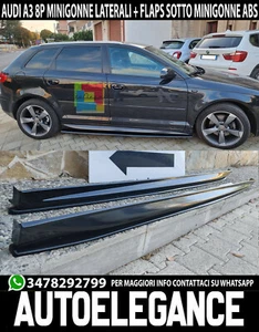 MINIGONNE LATERALI + FLAPS SOTTO AUDI A3 8P SPORTBACK 2004-2012 ABS / PLASTIC .. - Foto 1 di 8