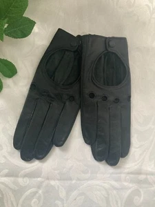 Guanti elasticizzati donna tessuto in finta pelle taglia L neri nuovi gratuiti P&P! - Foto 1 di 2