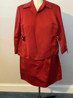 Traje Anne Klein NY Rojo 2 piezas con falda 22W Foto 1 de 4