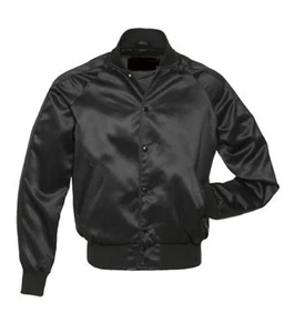 Baseball-Bomberjacke schwarz Satin Polyester Uni Letterman College - Bild 1 von 7
