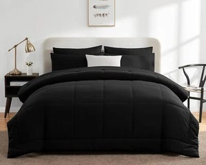 King Size Comforter Set 7 Pieces Bed in a Bag Set Black King Bedding Set with Al - Picture 1 of 9