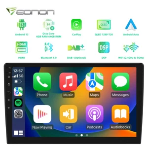 2 DIN 10.1" Car Stereo Android 13 6+64 GPS Radio CarPlay Head Unit 4G LTE FM RDS - Picture 1 of 35