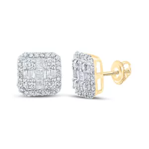 ORECCHINI QUADRATI DIAMANTE ORO GIALLO 14K BAGUETTE 1/2 CTTW - Foto 1 di 1