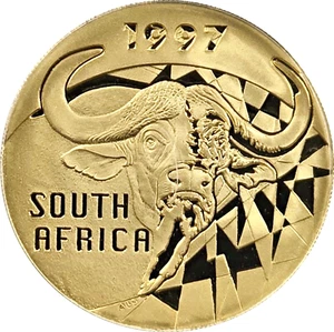 1997 South Africa 1 oz Proof Gold Natura Cape Buffalo - Picture 1 of 2