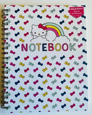 Hello Kitty Large Hardcover spiral bound lined ruled notebook bow colorful pink - Image 1 of 4