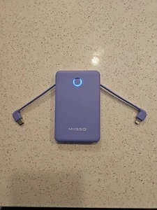 Miisso 6000mah Ultra Slim Power Bank Card Size USB C Cords 5K95 - NEW - Picture 1 of 4