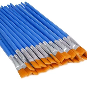 30 Pcs Flat Paint Brushes Small Brush Bulk for Detail Painting Blue 7 mm - Picture 1 of 6