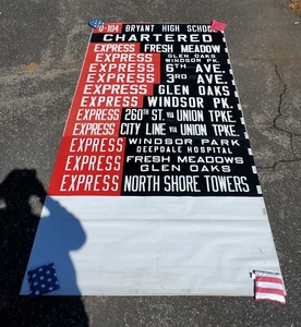 QUEENS NEW YORK BUS ROLL SIGN ROUTE Q-104 FRESH MEADOWS UNION TPKE NYC NYCTA - Picture 1 of 2