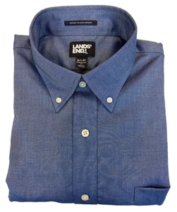 Camisa de vestir Lands' End para hombre 16,5-34 ajuste tradicional azul Supima sin hierro Oxford NUEVA - Imagen 1 de 9