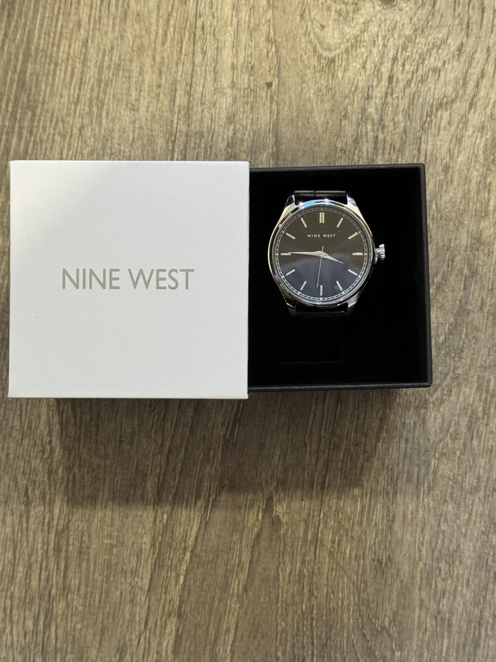 Nine West Bold NEW Men's Jasper Watch Black Leather Band Water Resist FREE SHIP - Image 1 of 1