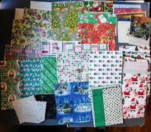 Papel de envolver regalo Navidad vintage pañuelo sin usar y algunos cortes lote 1 - Imagen 1 de 10