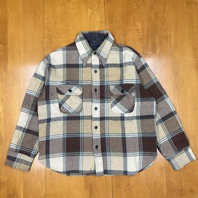 Franela de Lana Gruesa Marrón Cálido Beige Botones Bolsillos XL De Colección  Foto 1 de 4