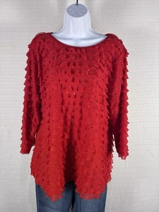 Damen Bluse mit Rüschen und Pailletten 1X von Notations 3/4 Arm lustig & festlich  - Bild 1 von 13