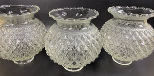 Glass Light Shade Set of 3 Diamont Point FITTER 2" Ruffled Top Rim - Picture 1 of 12