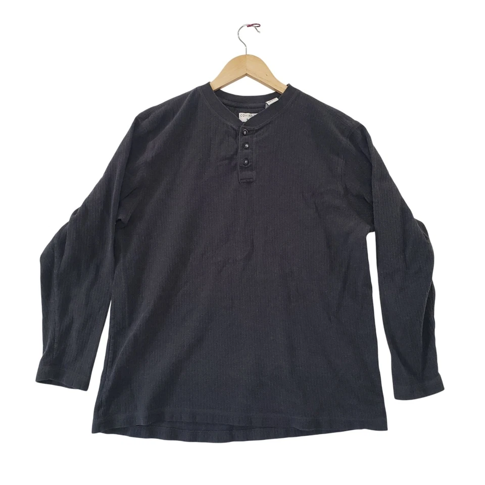 Covington Mens Black Long Sleeve Henley Shirt Size XL Cotton Fall Normcore Basic - Image 1 of 4