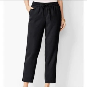 Talbot's The Easy Drawstring Pant Size 14 Black Linen Blend Relaxed Minimalist - Picture 1 of 11