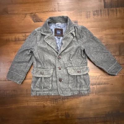 Abrigo Chaqueta Blazer Baby Gap Niño Pequeño Gris Espiga 4 Años Borde Marrón Foto 1 de 4