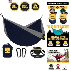 Camping Hammock Portable Double Lightweight Tree Straps Ultralight Outdoor - Picture 1 of 10
