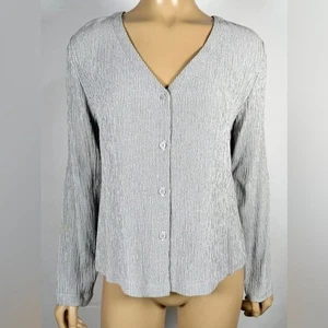 Top de mujer Eileen Fisher talla extra pequeña XS con botones delanteros manga larga - Imagen 1 de 12