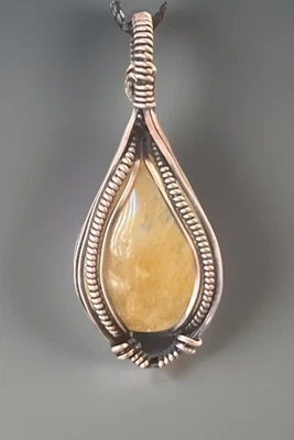 Calcita Naranja ~ Colgante Hecho a mano envuelto en alambre de cobre 10L Foto 1 de 4