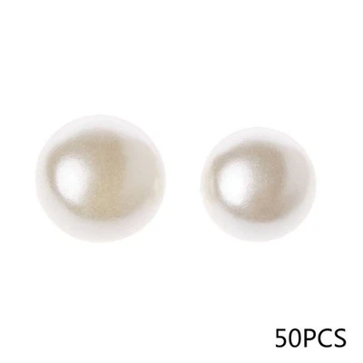 Sewing Pearl Buttons 50pcs Round 10mm 11mm Clothes Accessory Supplies - Image 1 of 4