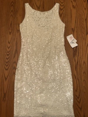 Lauren Ralph Lauren Ivory Lace Full Sequin Cocktail Dress 10 - Image 1 of 4