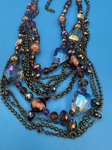 Cookie Lee Multi Strand Crystal Glass Bead Necklace 36" - Picture 1 of 11