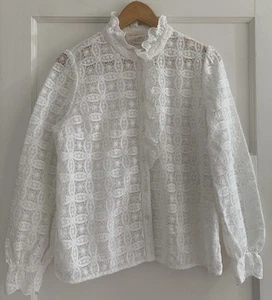 SEZANE - Women’s White Lace Shirt / Blouse Size EUR 40 / UK 12 - Picture 1 of 15