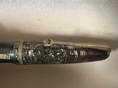 Pluma Estilográfica Vintage 1950 Celuloide Marrón Oro Plumín M Foto 1 de 4