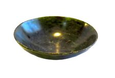 JADE Finger BOWL Chinese SPINACH Green TRANSLUCENT Vintage SNUFF Dish