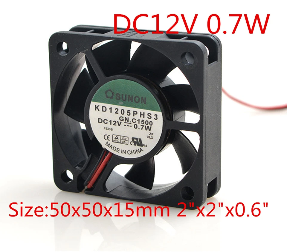 New SUNON Cooling Mute Fan KD1205PHS3 12V 0.7W 5CM 5015 50x50x15mm 2"x2"x0.6" - Image 1 of 3
