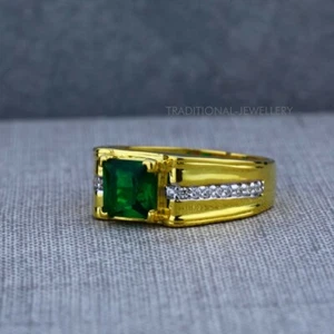 Exclusive Heavy Solitaire Stone Ring 22k Yellow gold Men's Gold Ring CZ stone 31 - Picture 1 of 3