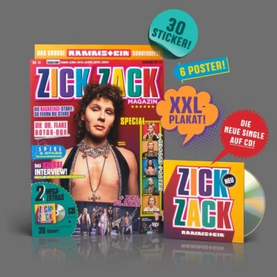Rammstein, Zick Zack Magazin mit CD + Sticker/Aufkleber + Poster NEU/OVP** - Bild 1 von 2