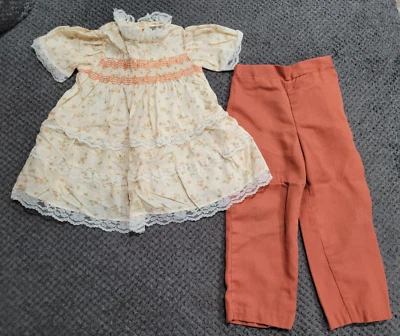 Conjunto floral vintage Sears talla 3 niñas pequeñas 2 piezas camisa de vestir + pantalones Foto 1 de 4