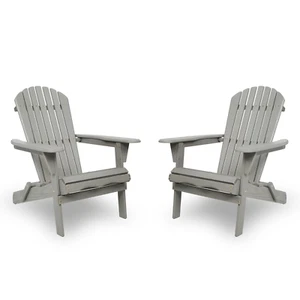 Juego de 2 sillas de conversación plegables para patio Adirondack muebles de exterior salón - Imagen 1 de 7