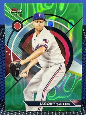 2023 Topps Finest JACOB DEGROM Lava Green Refractor 72/99 Texas Rangers - Image 1 of 2