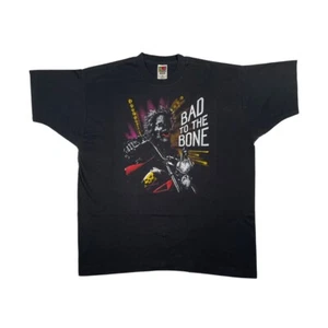 Vintage 80's Bad To The Bone 3D Emblem Skeleton Motorcycle T-Shirt Sz XXL  - Picture 1 of 4